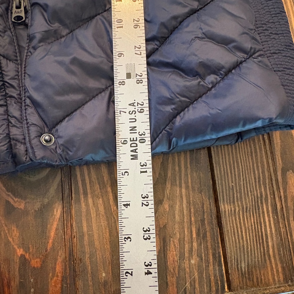 Abercrombie & Fitch Puffer Parka Coat Navy Blue S - Picture 5 of 10